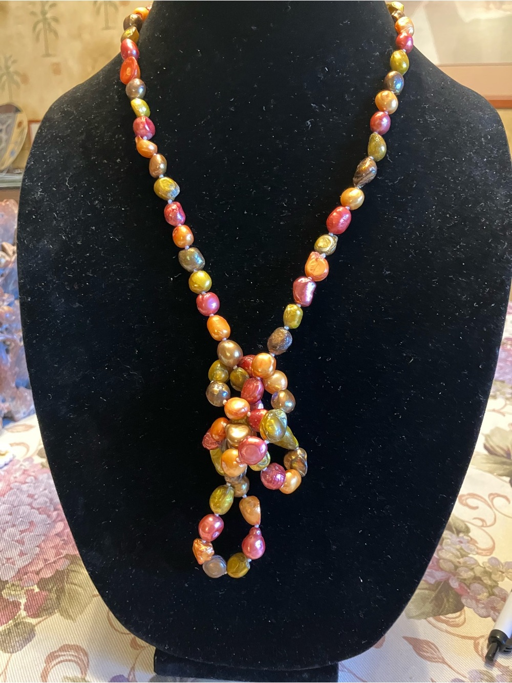 FRESH WATER PEARL NECKLACE IN MULTI-COLOR AUTUMN SHADES - Picture 12 of 13
